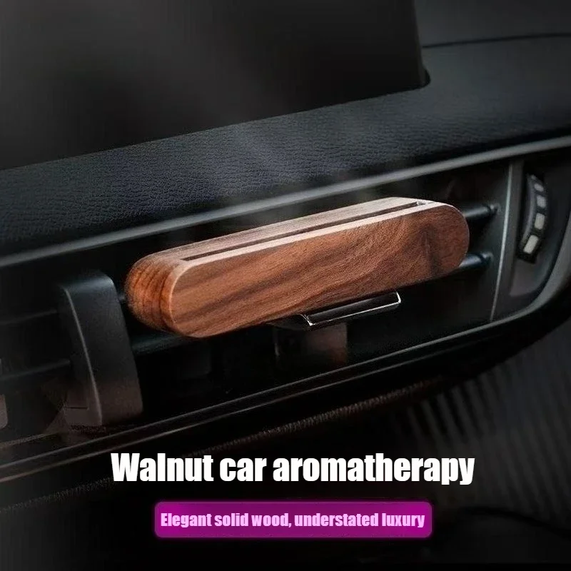 Car Aroma Diffuser Auto Air Outlet Perfume Freshener Vent Clip Wood Essential Oil Holder With Fiber Diffuser Sticks