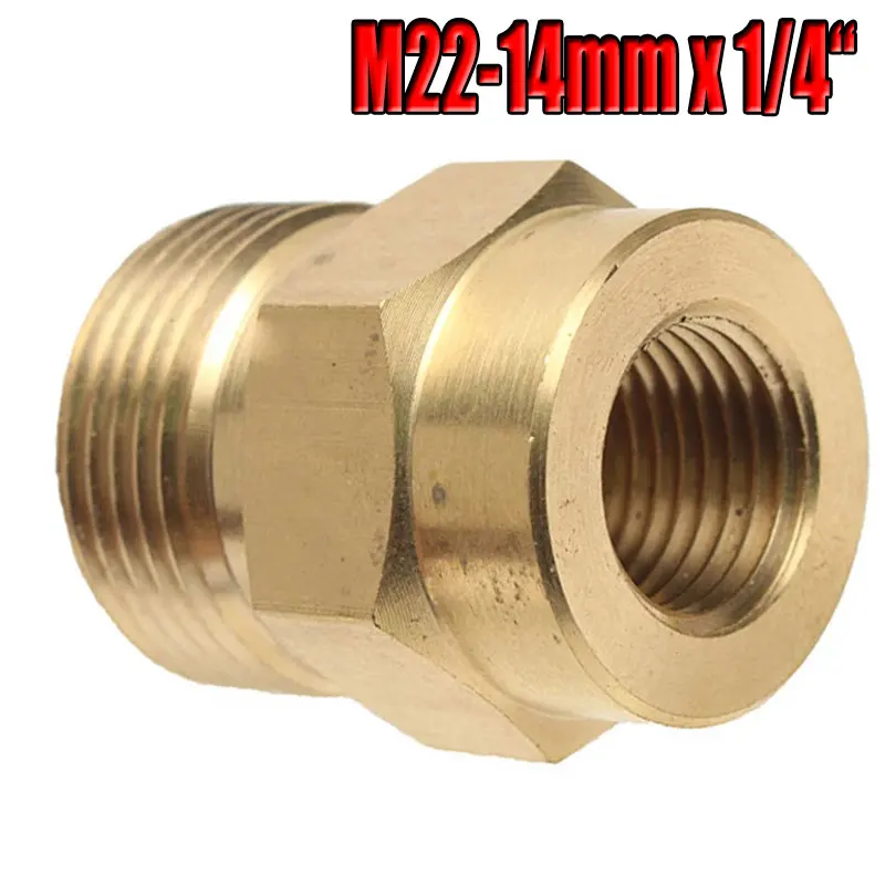 Foam Coupler 14 F M22, High Pressure Brass Gasket Adapter, Internal and External Thread, Easy Installation 56g, 22x12x29mm