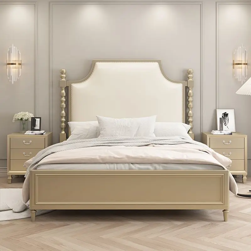 

New soft bedside French bed 1.5 meters master bedroom American 1.8 meters solid wood bed household premium storage bed