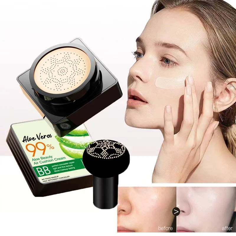 

Magic Aloe Mushroom Head Air Cushion Makeup Light Concealer Isolation Brightening Make Up Whitening BB Cream For Face Cosmetics