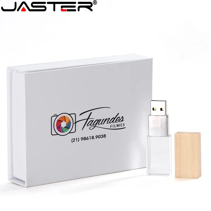 JASTER Wooden Crystal USB Flash Drives 64GB 32GB 16GB 8GB  4GB Pendrive Free Engraving Logo External Storage Memory Stick U Disk