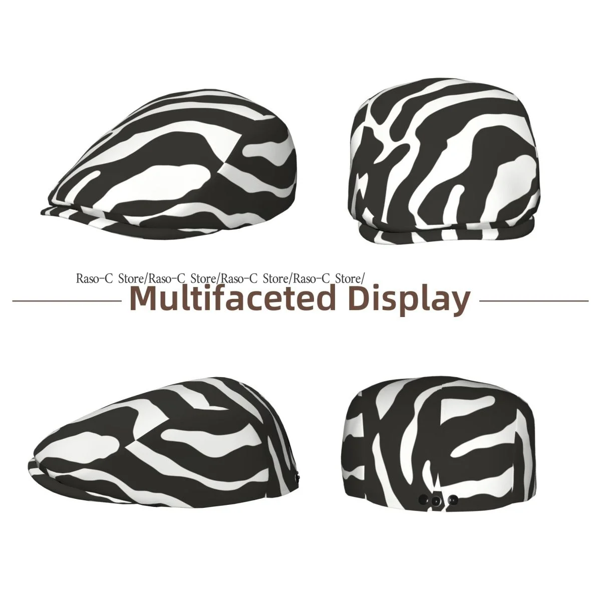 Spring Summer Adult Flat Cap Funny Zebra Print Unisex Newsboy Ivy Cap Light Thin Forward Beret Outdoor Hat