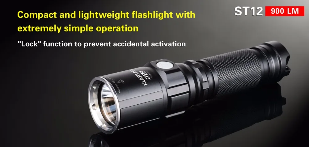 KLARUS ST12 LED Flashlight 5 Modes LED 900 Lumens Torch Flashlight Beam Throw 212 Meters Outdoor Sports Flashlight