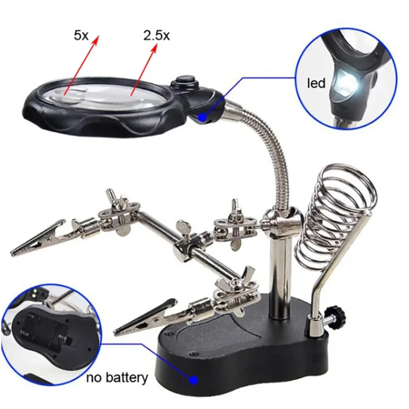 Loupe à Clip auxiliaire de soudage 13,5x12X, fer à souder électrique, Circuit imprimé, fer à souder, outils de support de loupe ﻿