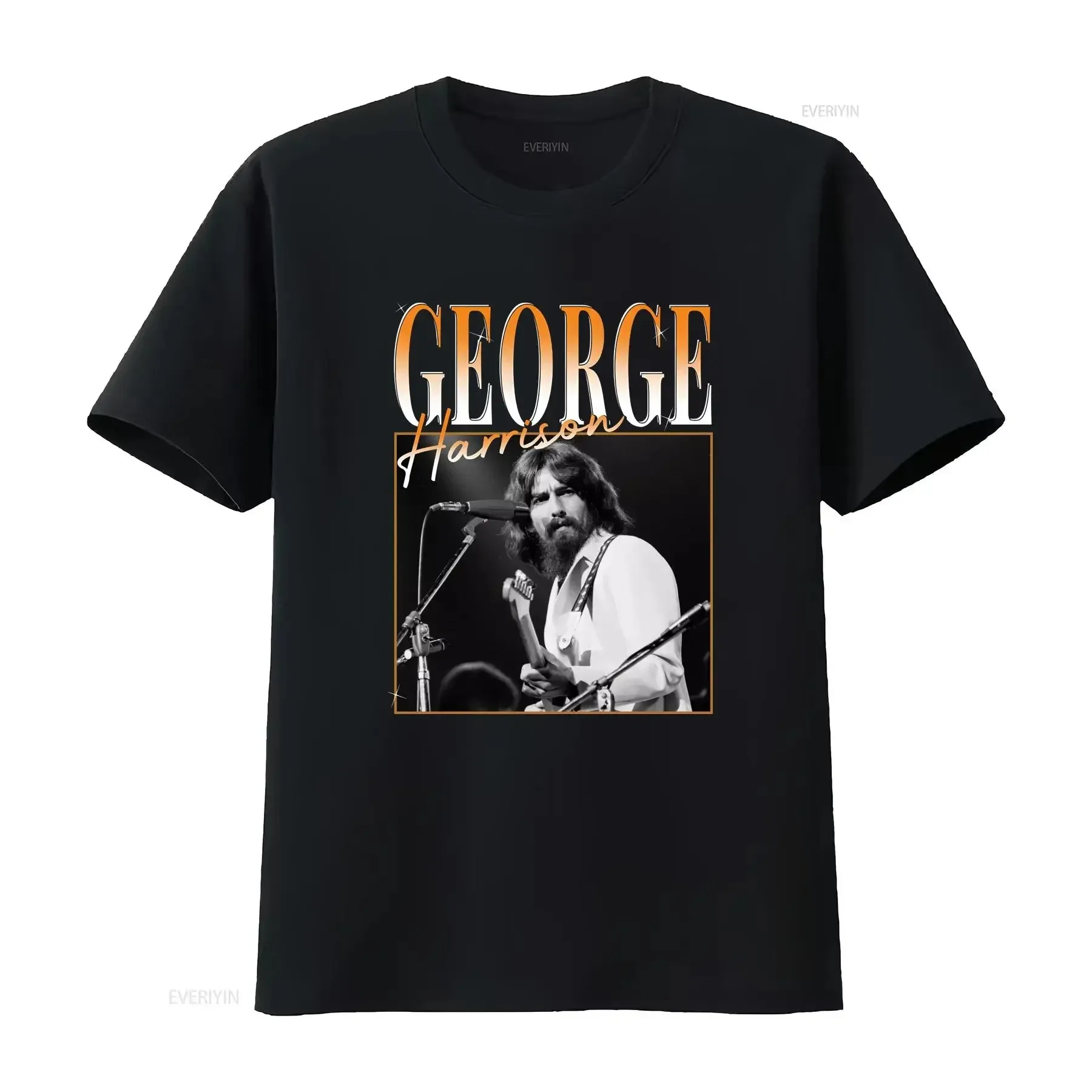 

George Harrison Rock Music T Shirt Guitar Lover Retro Size S 3XL vintage Washed homme designer clothes Slightly Soft