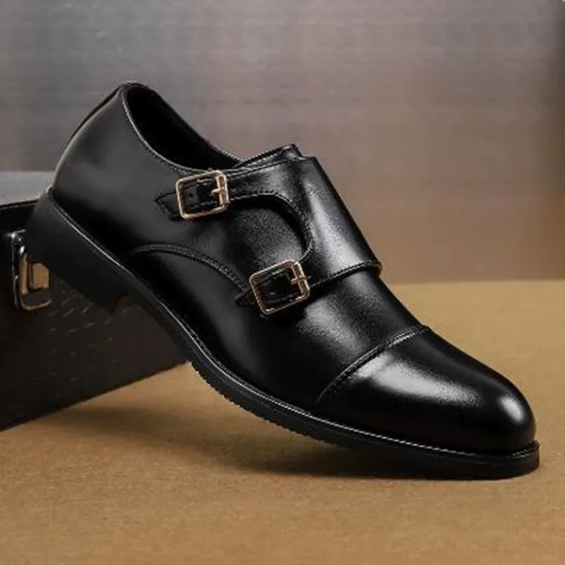 New Luxury Brand Men Casual Shoes Leather Men Fashion Double Buckle Loafers Mens Slip-on Board Oxford Shoes Spring Elegant Flats