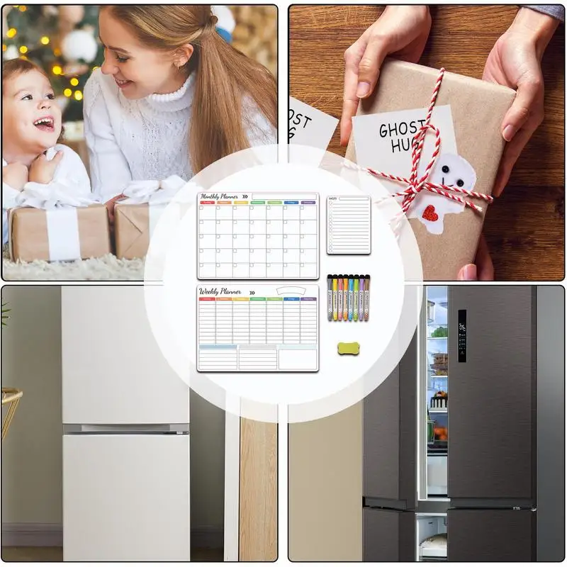 Refrigerator calendar Magnetic Erasable Calendar Set Reusable Dry Erase Fridge Calendar Clear Monthly Planner For Refrigerator