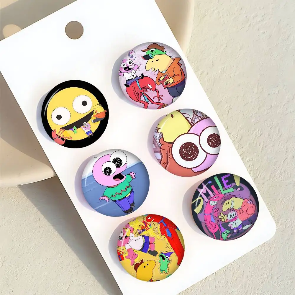 Anime S-Smiling Friends Kreative Weiche Anstecknadeln aus Weißblech mit Tiermotiven, Broschen, Reversnadeln, Rucksack-Abzeichen, Accessoires