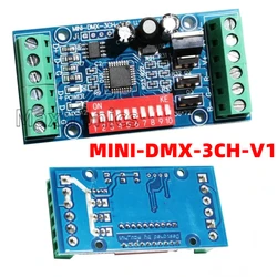 NEW MINI-DMX-3CH-V1 DMX512 RGB LED Decoder MINI 3CH DMX Controller 3Channe 5A/CH MAX 15A for LED Modules / Strip Lights DC5V-24V