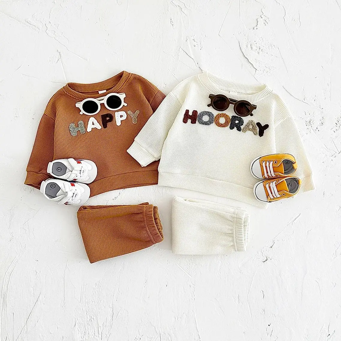 Ins Baby Set Boys Girls Spring Autumn Clothing Newborn Baby Sweatshirt + Pants Kids Suit Outfit Costume Sets Cotton 2Pcs