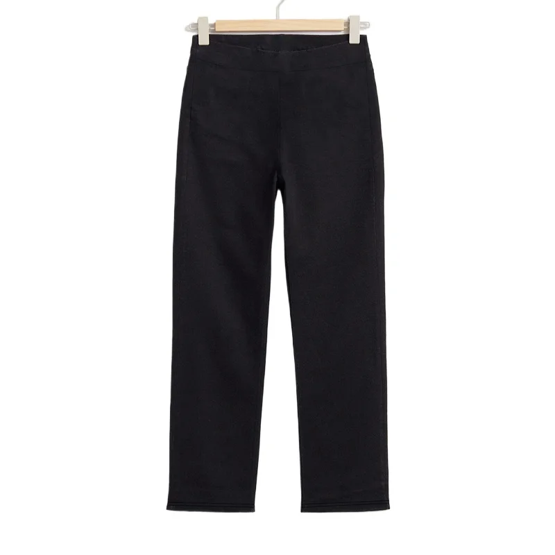 2025 الحد الأدنى العصرية سروال شكل قلم رصاص المرأة مرونة الخصر مريحة التخسيس الأسود مكتب بناطيل كاجوال #1