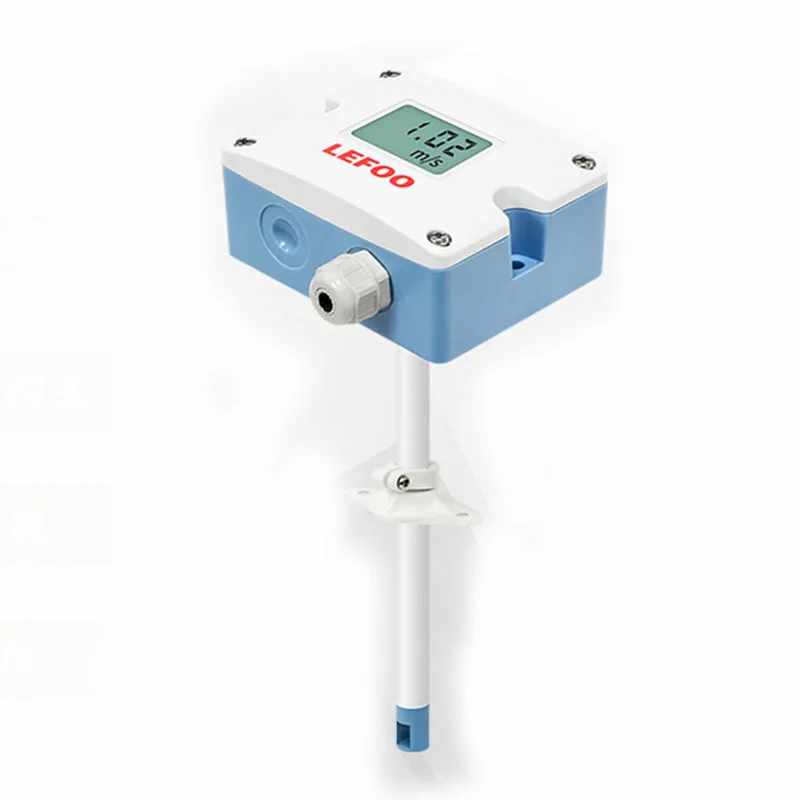 LEFOO tipe saluran udara LFS10 4-20MA/0-10v/RS485 tampilan digital sensor Anemometer pemancar volume udara