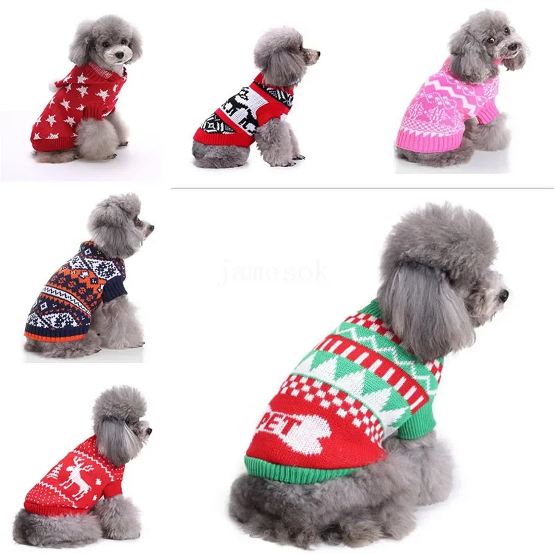 

Reindeer Dog Christmas Halloween Party Clothes New Arrival Knitted Puppy Pet Cat Costumes Snowflake Outerwears Coat Sweater Clot