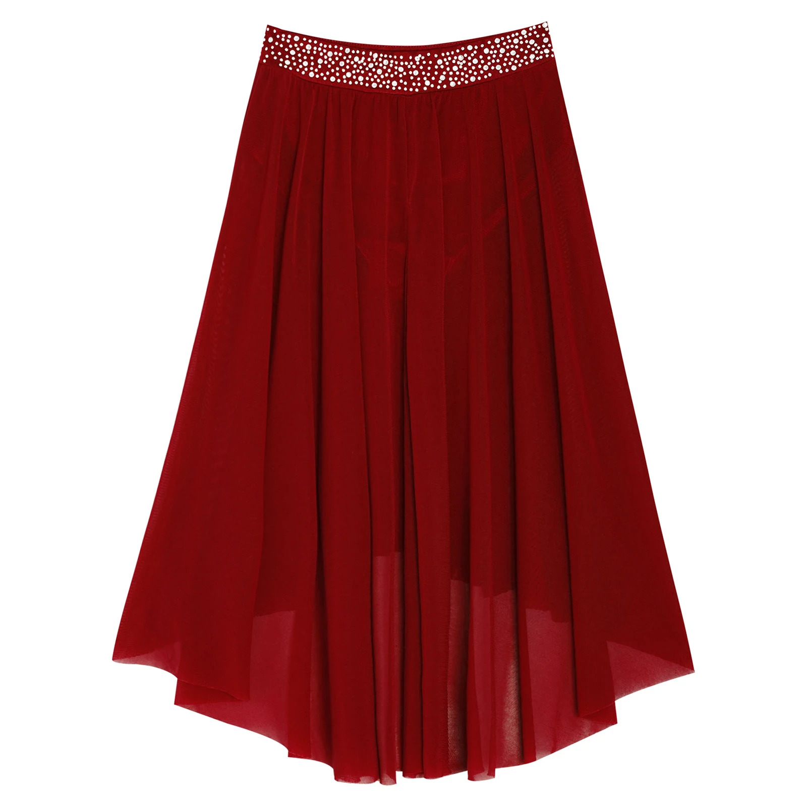 Saias de dança lírica com strass brilhantes para crianças meninas louvor moderno e contemporâneo roupas de desempenho saias de malha irregular