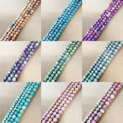 Natural Orange Black Colorful Stone Round Loose Beads 15