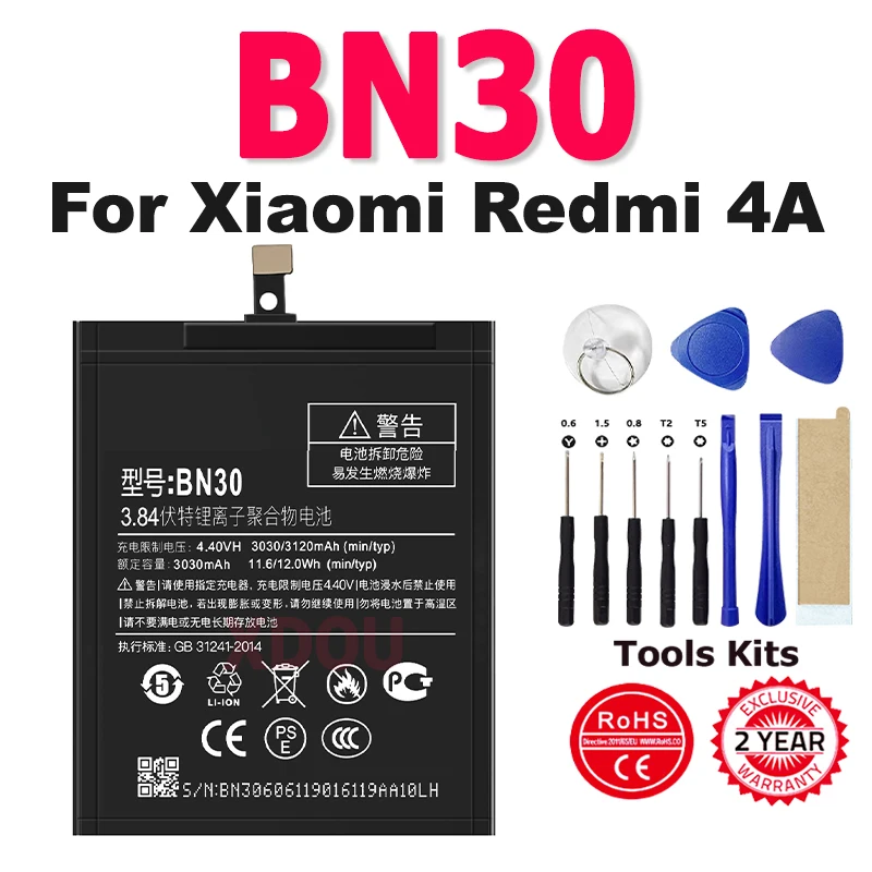 

High Quality BN30 Li-ion Phone Replace The Battery For Xiaomi Redmi 4A Bateria + Free Tools