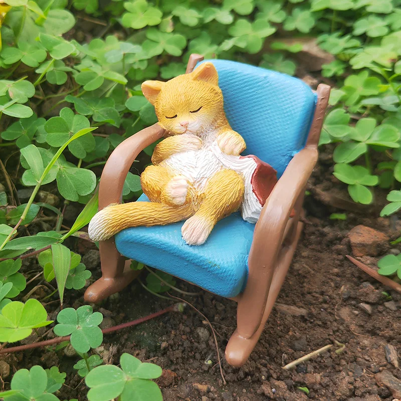 STLFZ17531A Nieuwigheid Geschenken Schattig Kat Beeldje Miniatuur Kleine Beelden Gebeeldhouwde Handgeschilderde Figuur voor Dierenliefhebbers en Kat Eigenaar