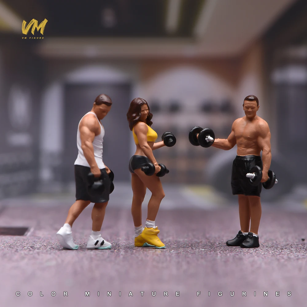Bemalte Miniaturen im Maßstab 1/64 1/43 1/24 1/18, Fitness-Muskelmänner und -Frauen, Szenenfiguren, unbemalte Modelle für Fahrzeuge