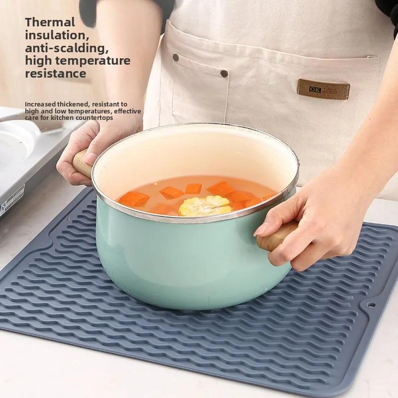 

Multifunctional Heat Insulation Placemat Rubber Drain Mat Wave Groove Drain Waterproof Non-slip Mat High Temperature Resistance