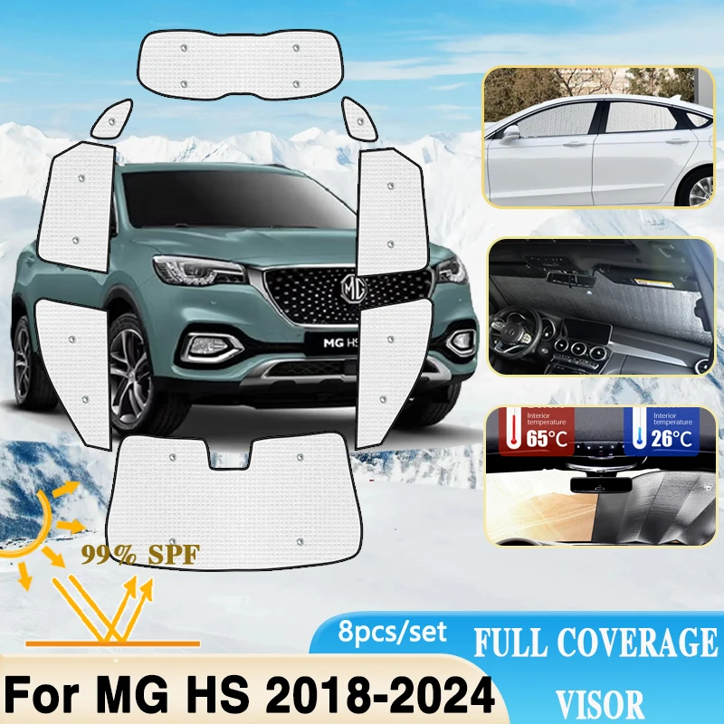 

Full Coverages Sunshades For MG HS 2022 Accessories Plug-in EHs Phev 2018~2024 Full Surround Windshield Window Shaby Visor 2023