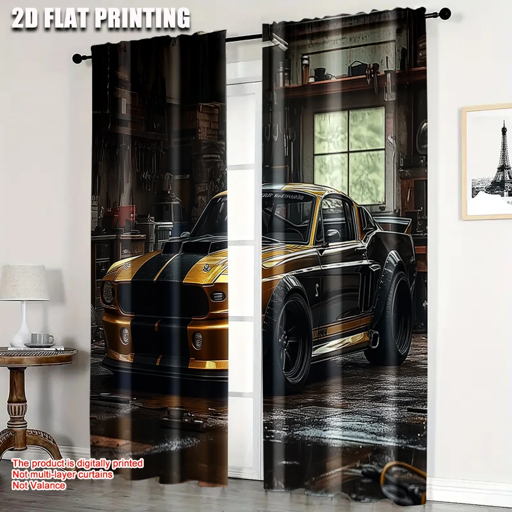 2pcs, Light Filtering Curtains 2D print Complex ancient supe