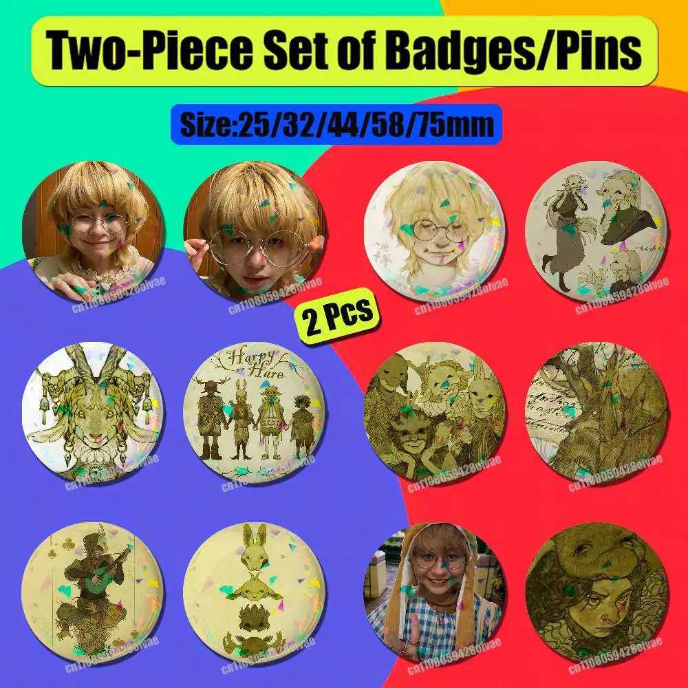 Pour Y-Yaelokre Hayfields Harpy Hare Badge Pin Insignia Lot de 2 pièces Emblème Bouton Rond Film Laser Cosplay 25mm Personnalisé