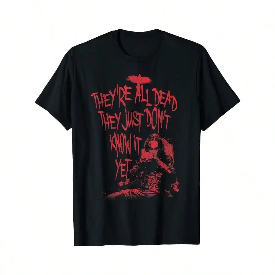 

Men's The Crows They're All Dead Graphic T Shirt Casual Black Cotton Tee With Red Text Bird Silhouette Design