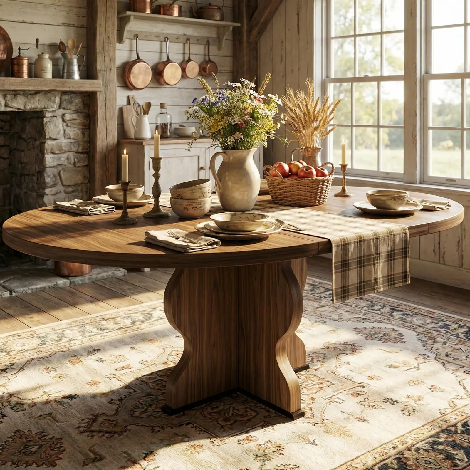 Space-Saving Extendable Oval Dining Table for 4-8 - 47
