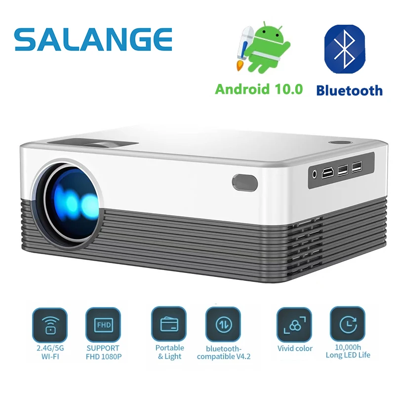 

Salange P35 Android 10 Projector WIFI Portable MINI Video Beamer Smart TV 1280*720dpi for Game Movie Home Cinema 1080P 4K Video