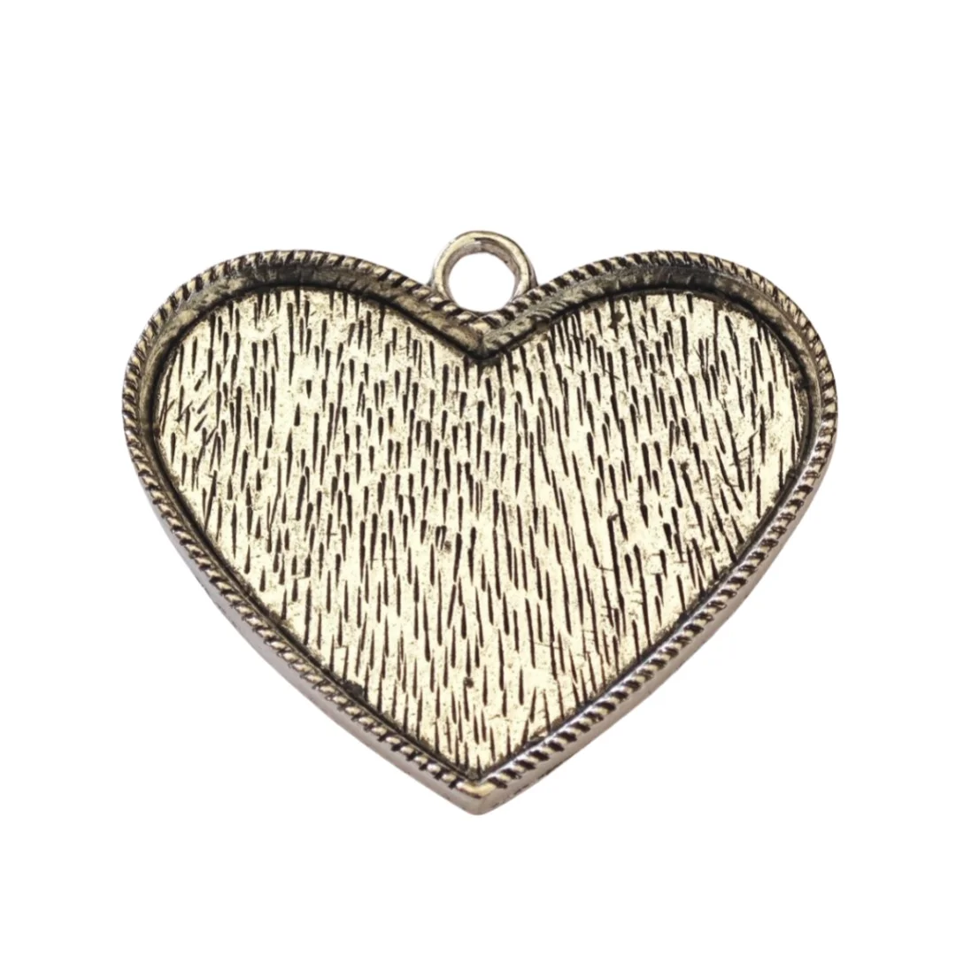 6PCS Tibetan Silver Color Metal Heart Pendant Setting Blanks 56x37mm