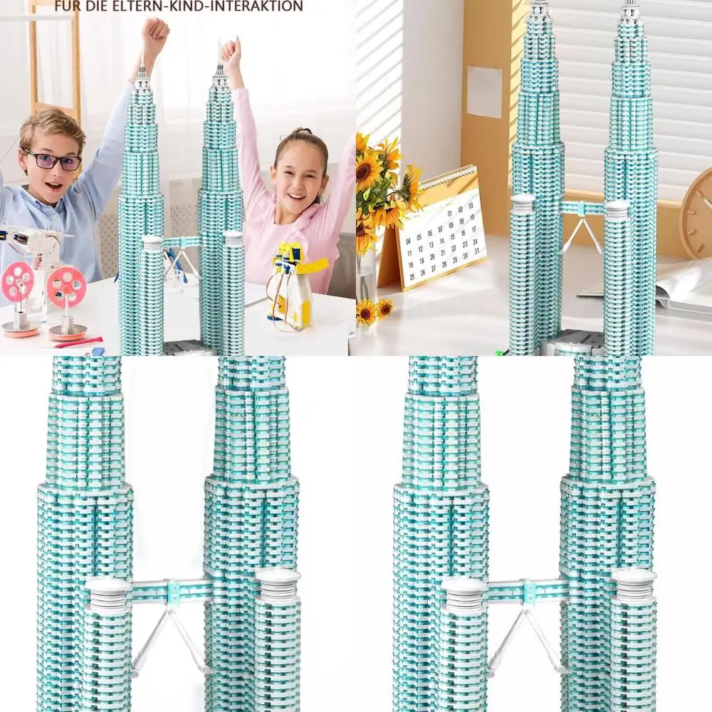 1:800 스케일 말레이시아 페트로나스 트윈 타워 빌딩 블록 키트 (성인 및 청소년용), 5839개 부품