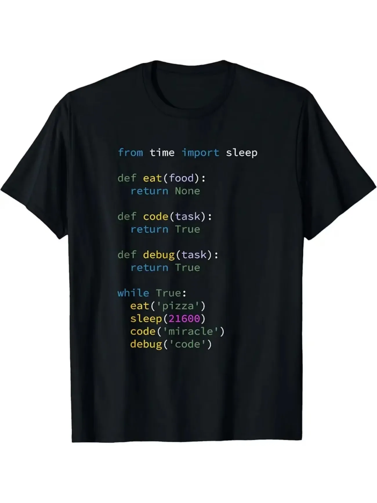Men'S Computer Scientist Itler Coding T-Shirt Eat Sleep Code Debug Slogan with Python-Like Syntax Printing Casual Round Neck Tee