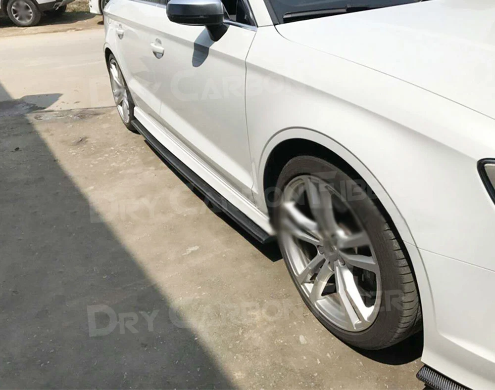 

JCYECF 2 шт., боковые юбки из углеродного волокна, фартуки для Audi A3 Sline S3 RS3 Sedan, 4 двери 2014 2015 2016, удлинитель дверного бампера