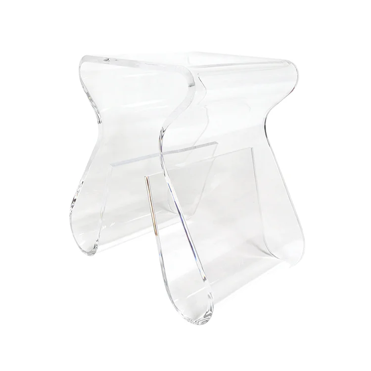 

High Quality Clear Transparent Acrylic Side Table and Magazine Rack Hot Bending Design for Living Room and Bedroom