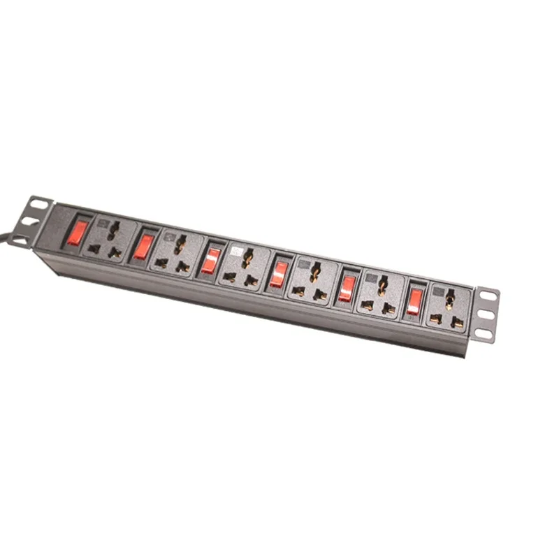 19inch PDU Power Strip Independent Switch 6ON/OFF 6Ways Universal Socket Power Distribution Unit 1U Cabinet Rack Mount