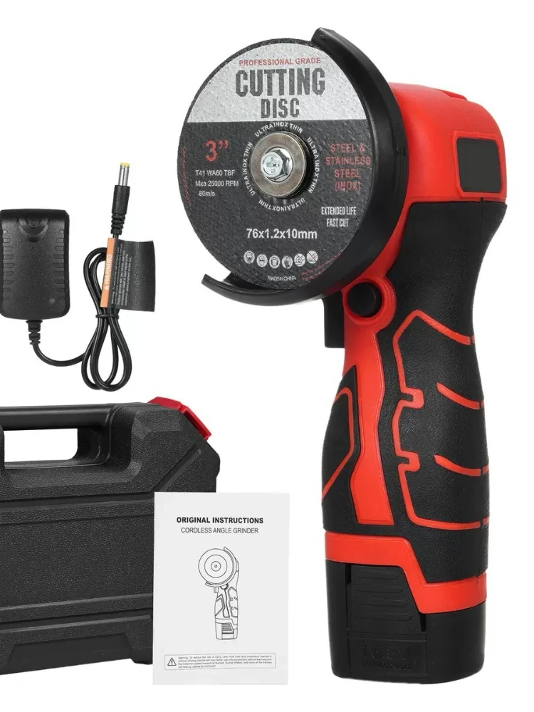 16.8V brush rechargeable angle grinder set with plastic box, lithium battery angle grinder cutting angle grinder