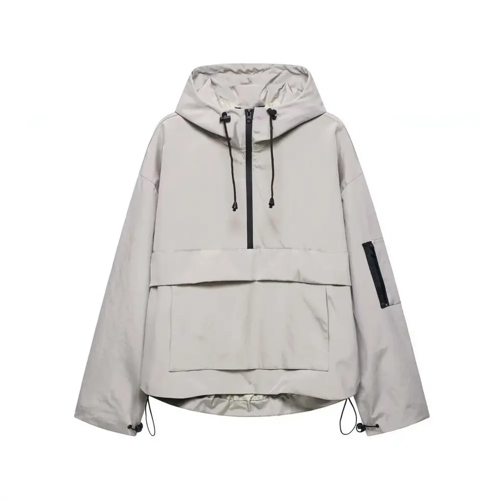 Women Waterproof Hooded Utility Jacket Outdoor Windbreaker Summer Casual Loose Functional Technical Streetwear Apparel