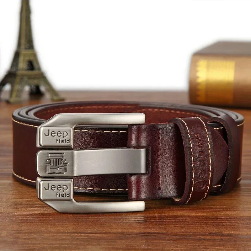 Ceinture en cuir de vache renversé pour hommes, sangle de taille, broche, haute qualité, vintage, designer, marque célèbre, luxe, environnement