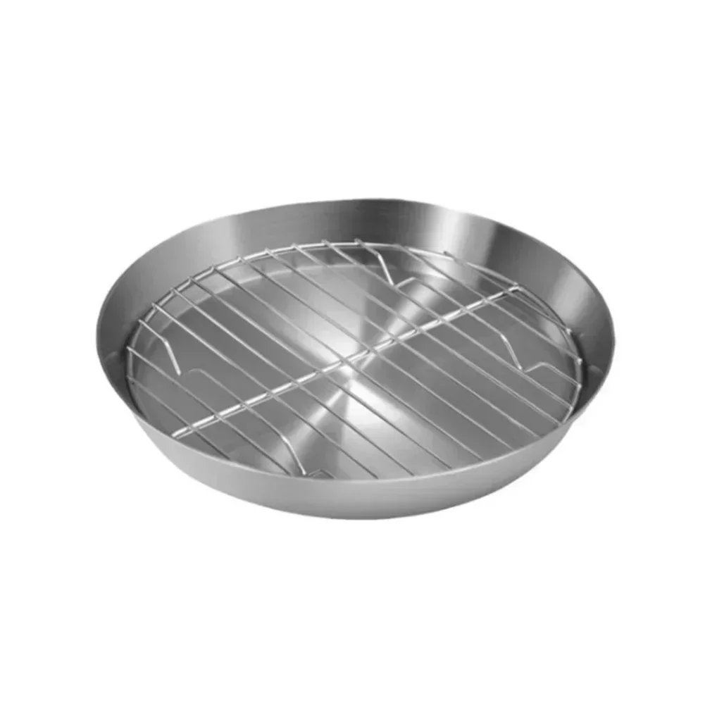 BBQ Tray Bottom Tray With Grid Rack 1pc 304 Stainless Steel Removable Silver Color Kitchen Tool For Cake Baking