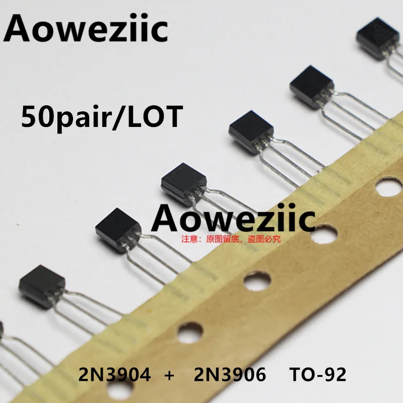 Aoweziic   100% New Imported Original  2N3904 2N3906 3904 3906  TO-92  NPN+PNP Low-Power Transistor