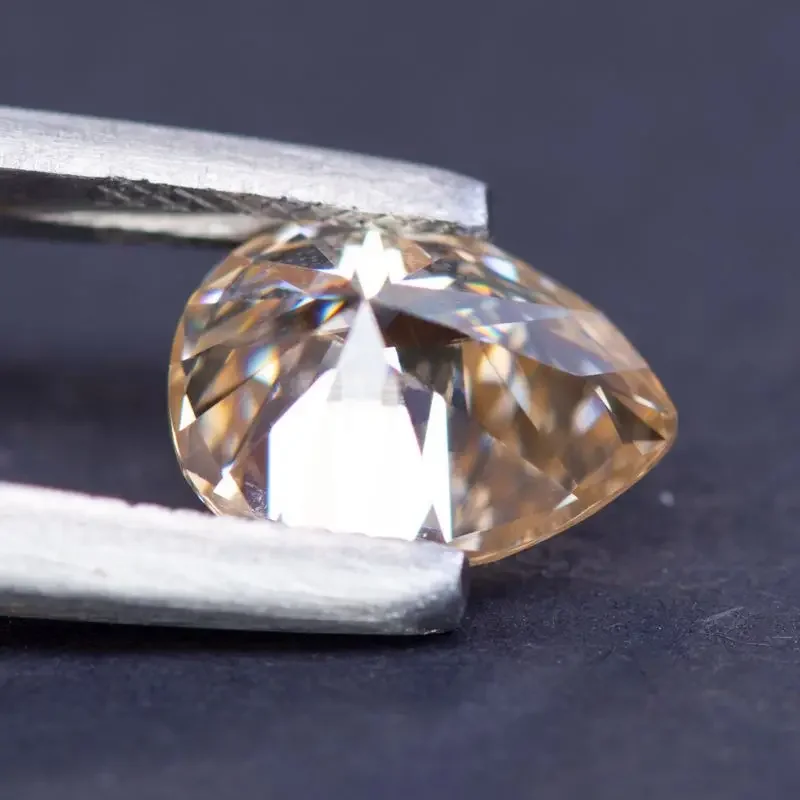 Moissanite Stone Pear Cut Natural Tea Yellow Color for Jewelry Making DIY Ring Necklace Earrings Main Materials with Report