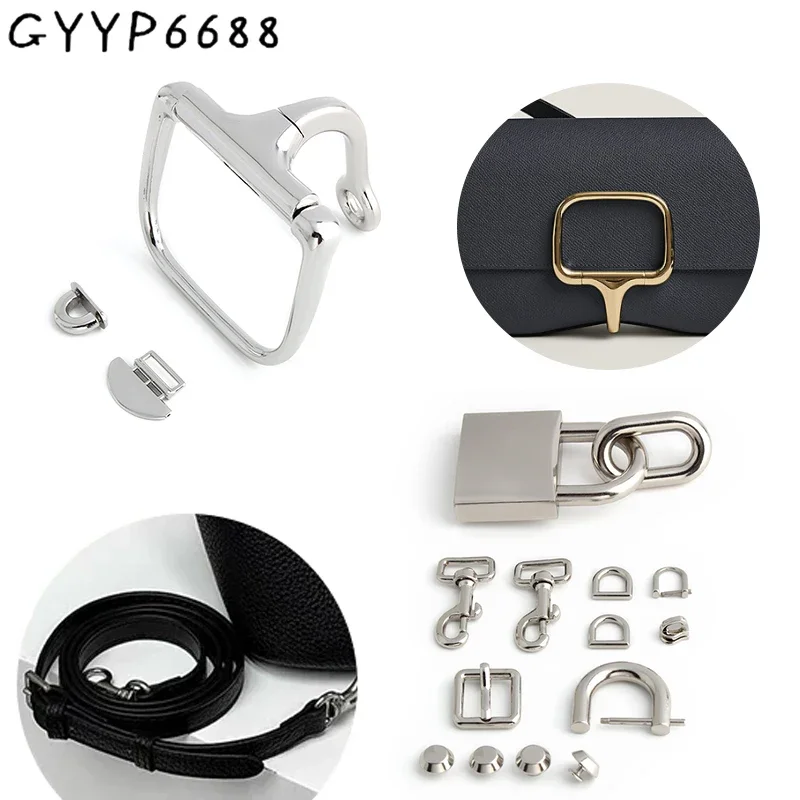 1/5/10Sets Silver Metal Set Locks For Women\'s Handbag Shoulder Purse Bags Clasp Lock Pin Buckle Filp Lock Snap Hook Accessories