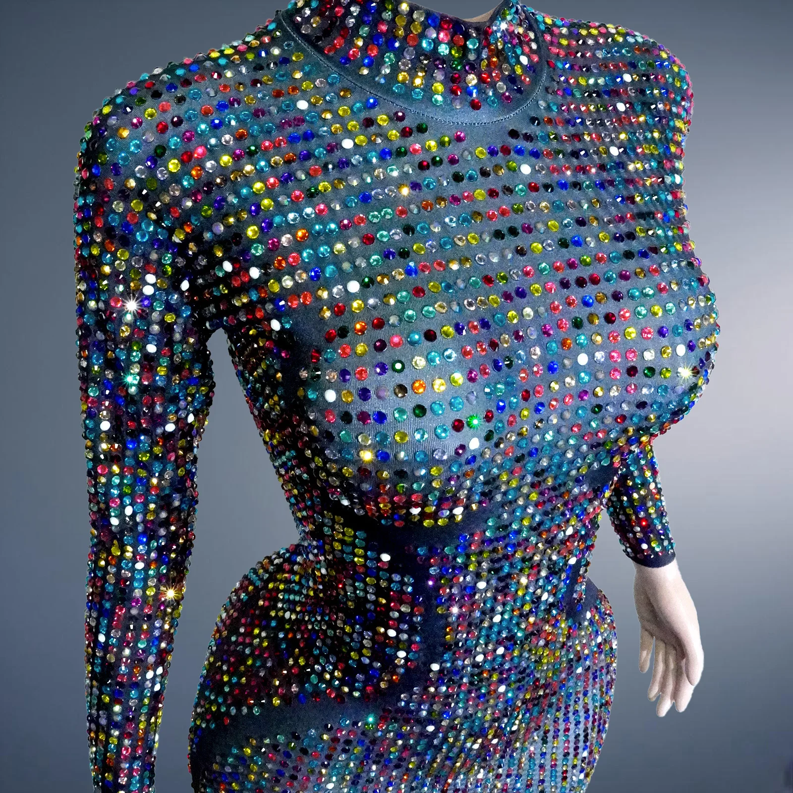 Mono Sexy lujoso con diamantes de imitación para mujer, traje de baile para discoteca, espectáculo de actuación, traje de fiesta, Drag queen