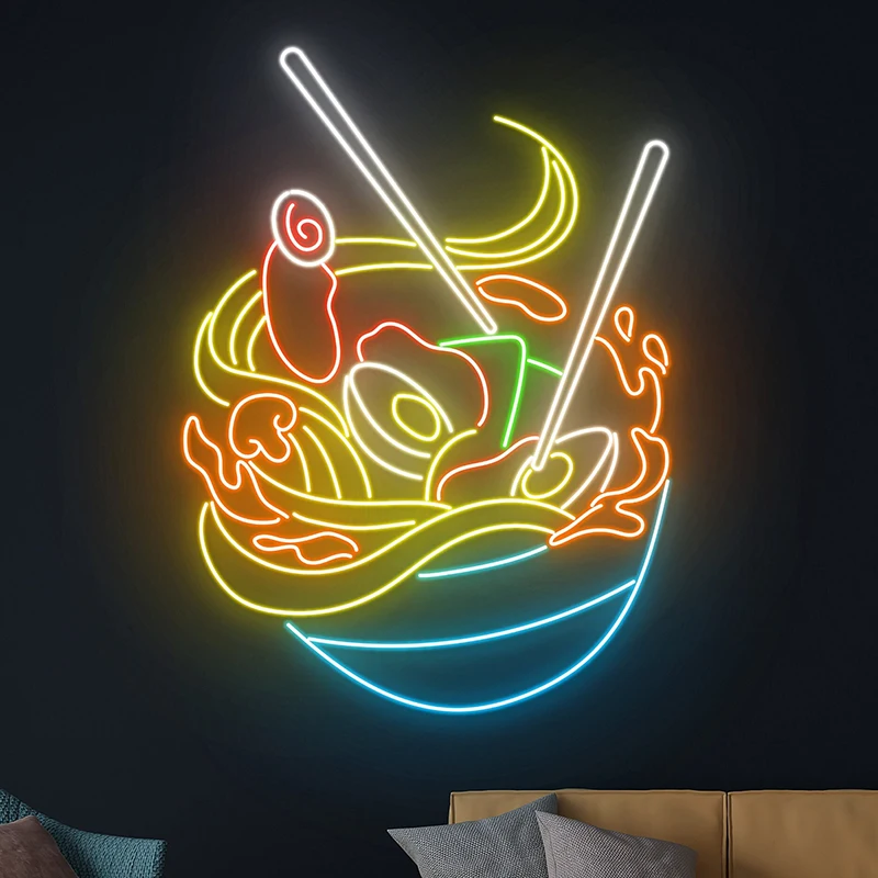 6 Styles Ramen Neon Sign Japanese Ramen Noodles Bowl Led Neon Light Japan Restaurant Food Shop Store Room Wall Decor Night Light