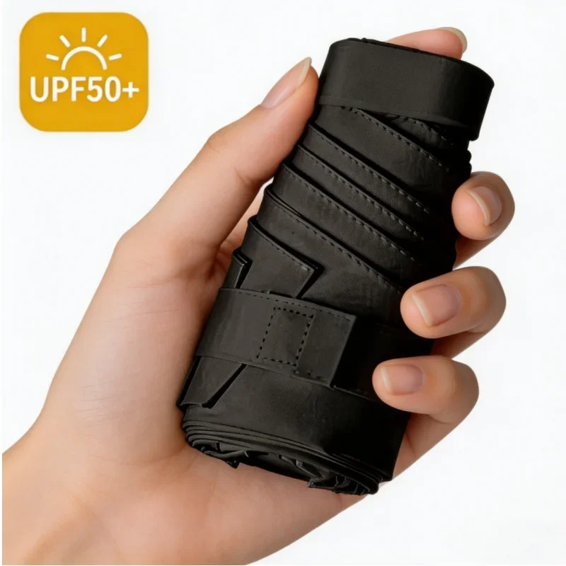 

Easy Storage Flat Folding Umbrella, UV Protection Sun Rain Umbrella with Exquisite Strap & Simple Handle for Commute & Daily Use