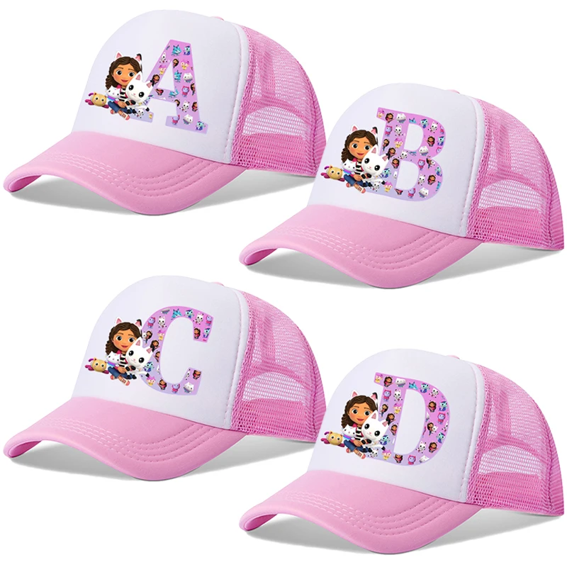 Gabby Dollhouses Girls Child Baseball Caps Letter Kids Hip Hop Breathable Mesh Hat Cute Cartoon Anime Sunbonnet Shade Caps Gifts