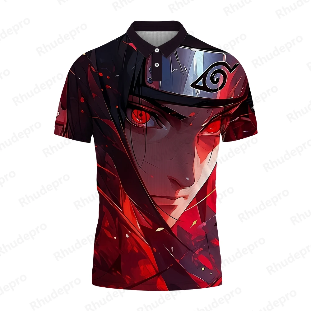 Polo de Uchiba Sasuke extragrande masculino, roupas de criança, camiseta de manga curta, Naruto Umaki Tops, Tendência, 5XL, 2023