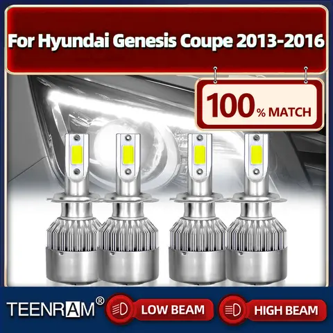 H7 LED 헤드라이트 전구, 매우 밝은 자동차 램프, 하이 로우 빔 자동차 조명, 현대 제네시스 쿠페 2013 2014 2015 2016, 40000LM