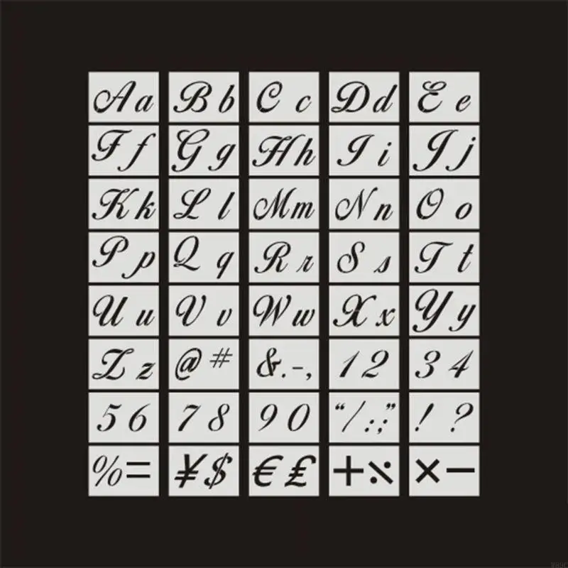 w89c 40pcs/ชุดตัวอักษรตัวอักษรลายฉลุผนังภาพวาด DIY วาดรูปแบบลายนูน