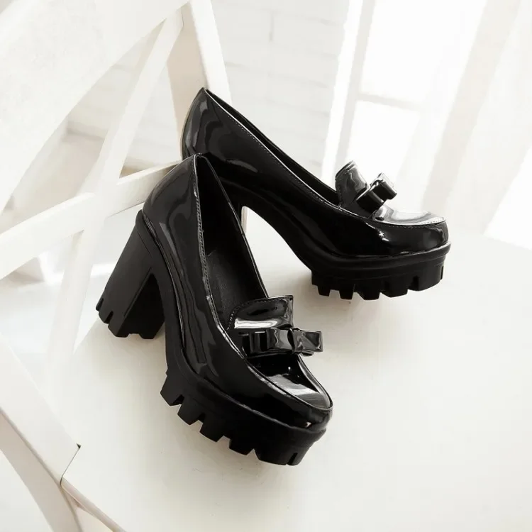 Lolita Lady Maid Uniform Leistung Runder Kopf Dicker High Heel Schuh Cosplay Schuhe Anime Schuhe